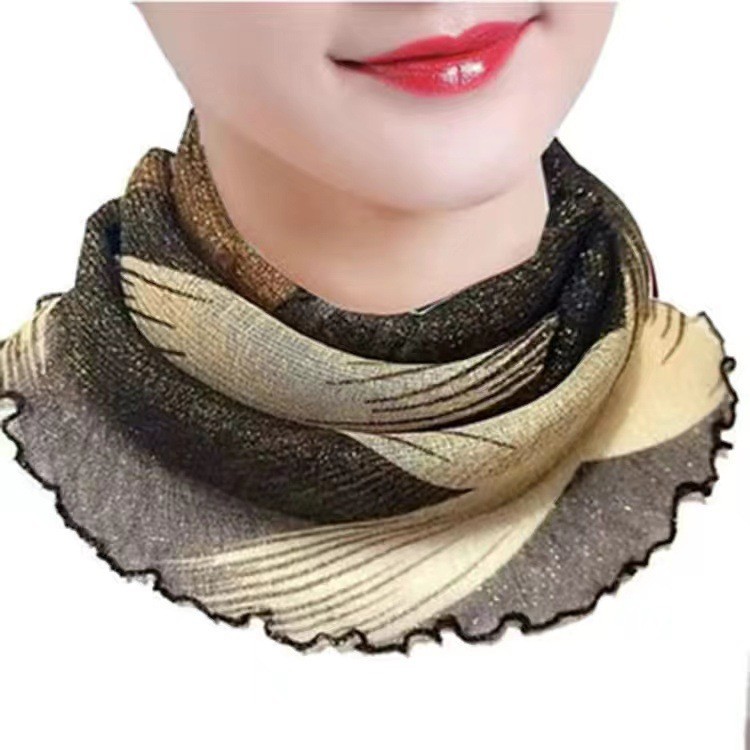 Cuello de orejas de alambre de oro para mujeres primavera y verano universal protector solar cuello de cuello multifuncional velo de cuello de cubierta de cabeza de seda pequeña bufalla