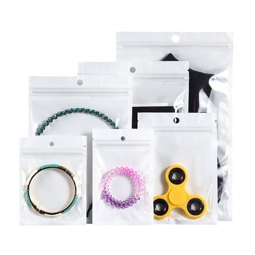 Pearl Bag White Transparent Yin Yang Bone Bag Plastic Self-Sealing Bag Wholesale Mobile Phone Case Data Line Jewelry Packaging Bag 