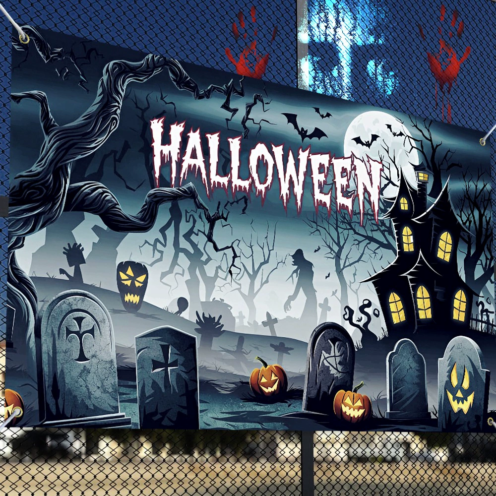 Амазон Halloween Dekor background баннер призрак фестиваль Жуткая атмосфера декор хэллоуин вечер фон ткань