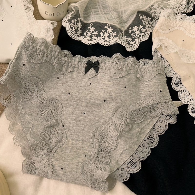Class A Girl's Bacteriostatic Autumn and Winter 2024 New Lace-edge Shorts Women's Seamless Sexy Mid-waist Briefs