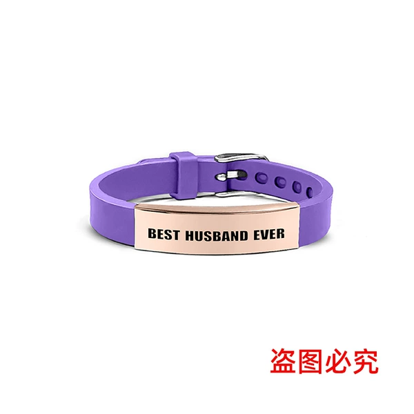 Purple silicone golden bracelet, pink gold