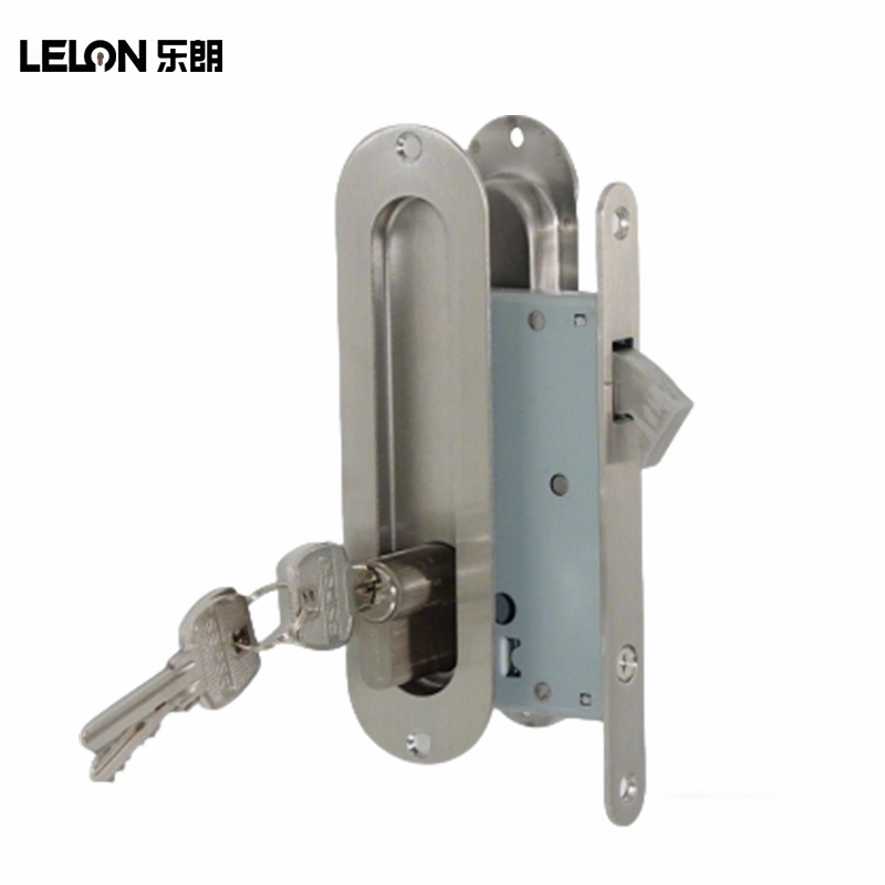 Lelang fábrica venta al por mayor 304 acero inoxidable puerta corredera cerradura 50 solo gancho push pull manija oculta cerradura puerta corredera con gancho cerradura oculta