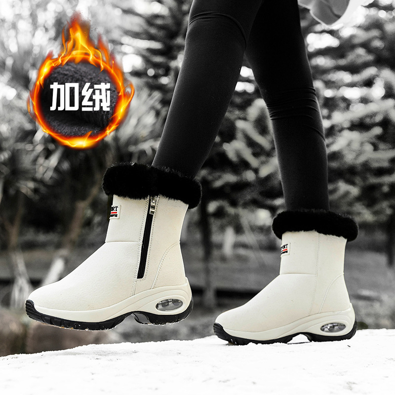 Invierno transfronterizo de mujer con botas de nieve cálidas con cremallera de comercio exterior botas de algodón botas de algodón zapatos de mujer al aire libre