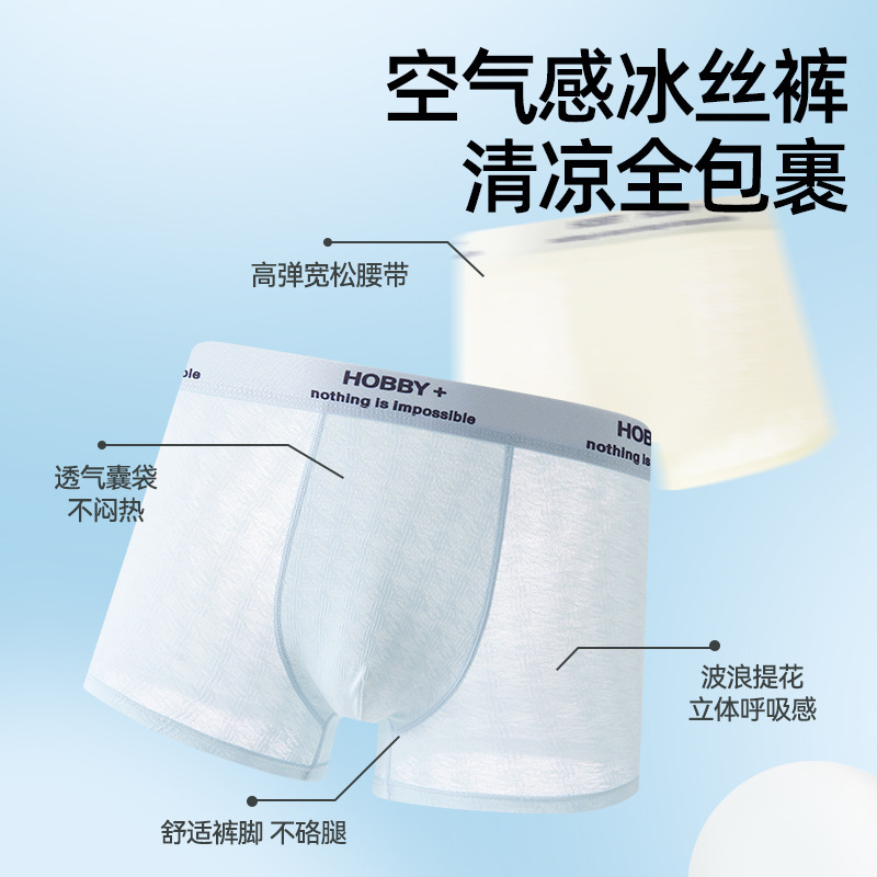 ティーンエイジャーのアイスシルク下着、発育期の男の子用ショーツ、抗菌中学生用ボクサーブリーフ、中学生用ボクサーブリーフ|undefined