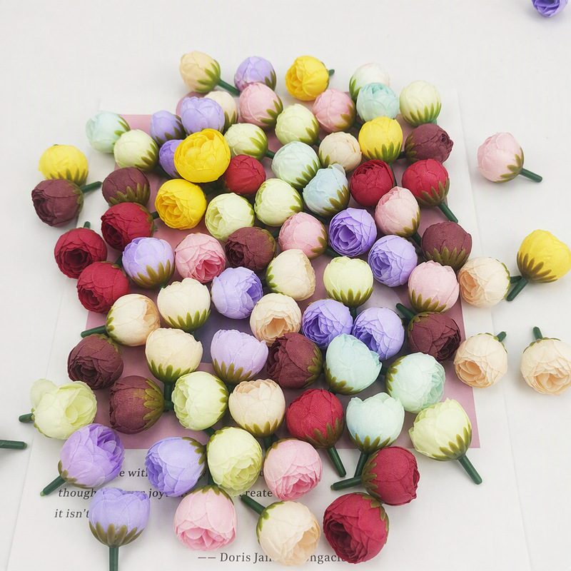 Simulated Rose Bud Qq Rose Opera Hairpin DIY Handmade Wreath Material Hair Accessory Corsage Making Small Flower Head