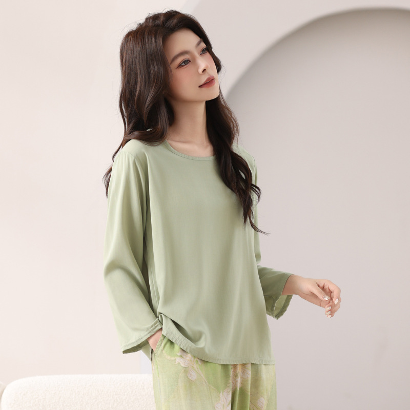 Spring and Summer Pajamas for Women, Soft Cotton Silk Long-Sleeved Loose Tops That Can Be Worn Outside, High-End Home Wear, Artificial Cotton Spring and Summer Pajamas for Women, Soft Cotton Silk Long-Sleeved Loose Tops That Can Be Worn Outside, High-End Home Wear, Artificial Cotton