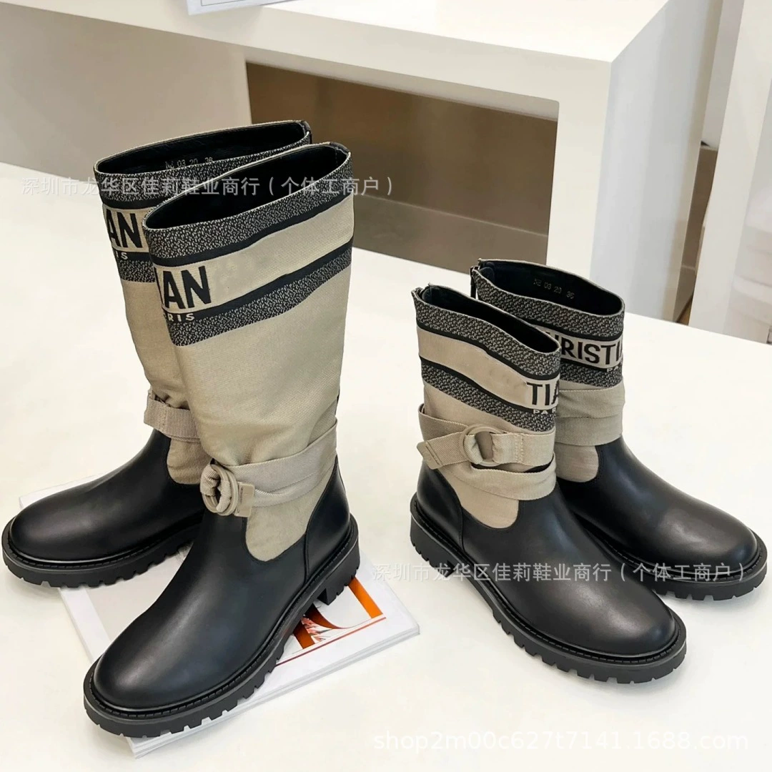 Женские сапоги Didijia с вышивкой и надписью «Рыцарь», ранняя осень 2024, новые вязаные сапоги выше колена в тон