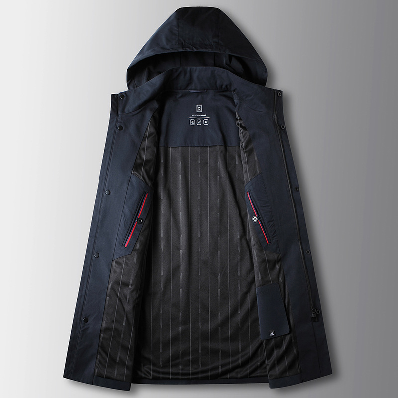 Men's Clothing autumn and winter new style stand up collar detachable hooded top youthful luxury business casual mid length coat_voghion.com