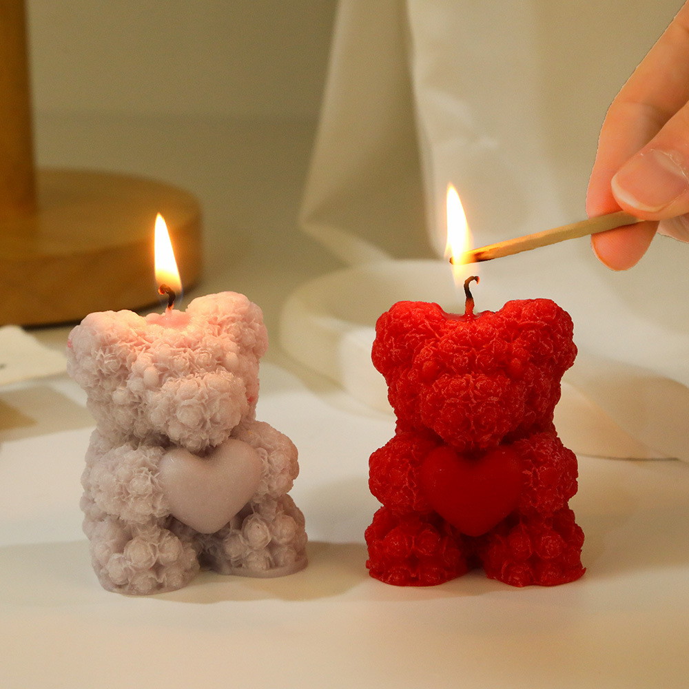 Søt liten gave, rosebjørn, duftlys, bestevennens bursdagssuvenir, valentinsdag, kinesisk valentinsdag, liten bjørneform