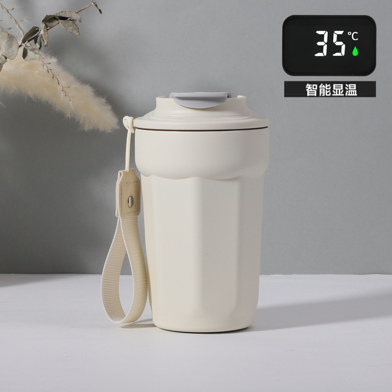 316 ステンレス鋼コーラ八角形コーヒーカップロープポータブル魔法瓶カップギフトカップスマート八角形カップデジタルディスプレイカップ|undefined