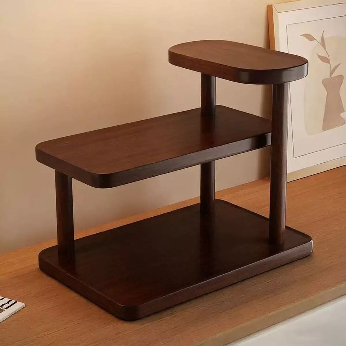 Cosmetics Storage Rack, Dressing Table, Desktop Skin Care Product Storage Box, Solid Wood Entryway Perfume, Lipstick, Jewelry Storage Rack