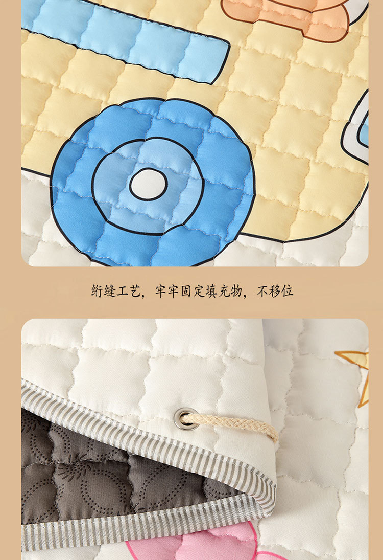 Cartoon pattern round storage mat, ins-style children's toy play mat, portable for outings, indoor and outdoor soft mat