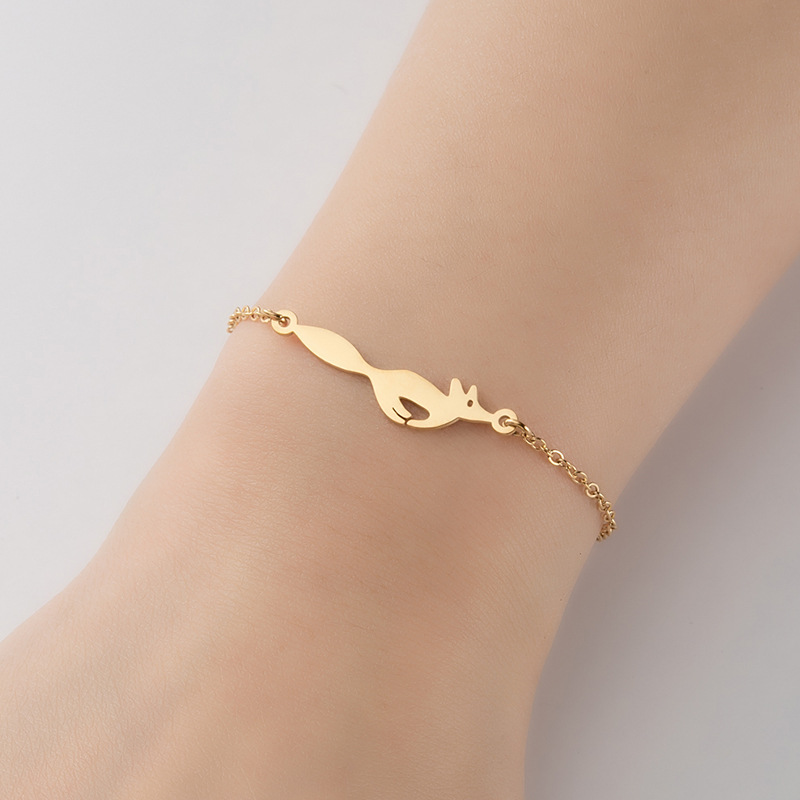 Stainless Steel Lady Cute Plating Letter Fox Horse Bracelets display picture 5