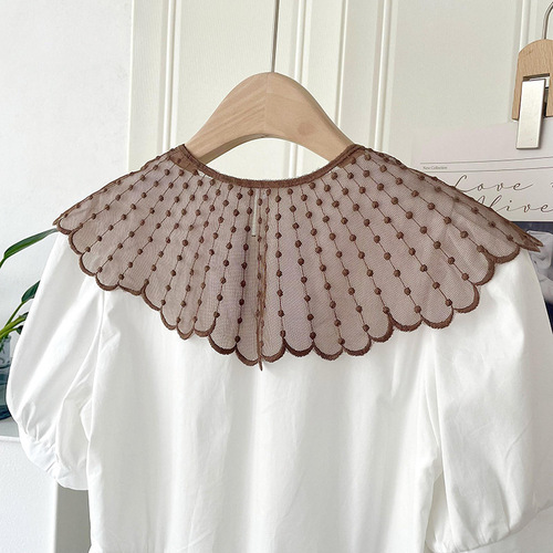 New lace hollow outer shawl for women in summer, Korean version, versatile decorative neck gaiter with skirt, waistcoat and fake collar