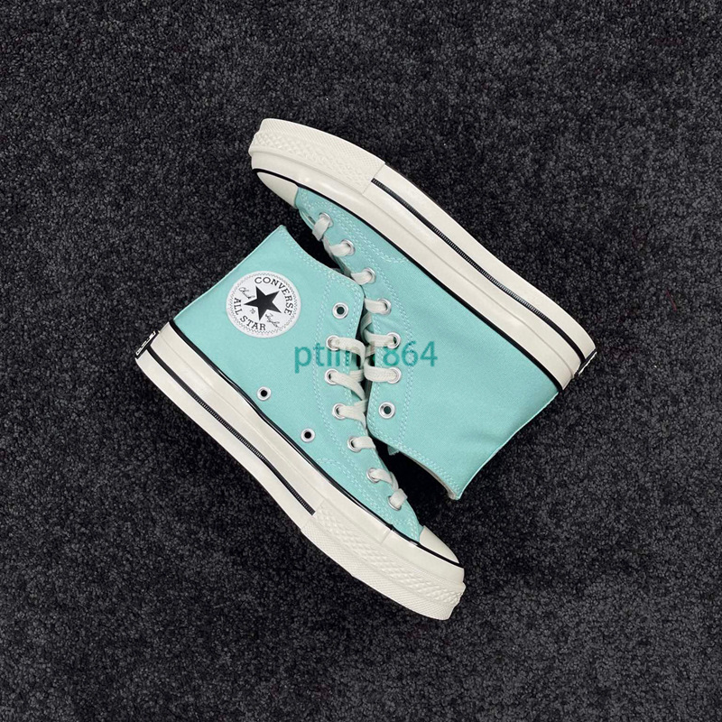 Auténticos zapatos de hombre Meiqi Converse aj 1970s zapatos de mujer zapatos de lona zapatos altos cremosos azules vulcanizados originales puros image 33