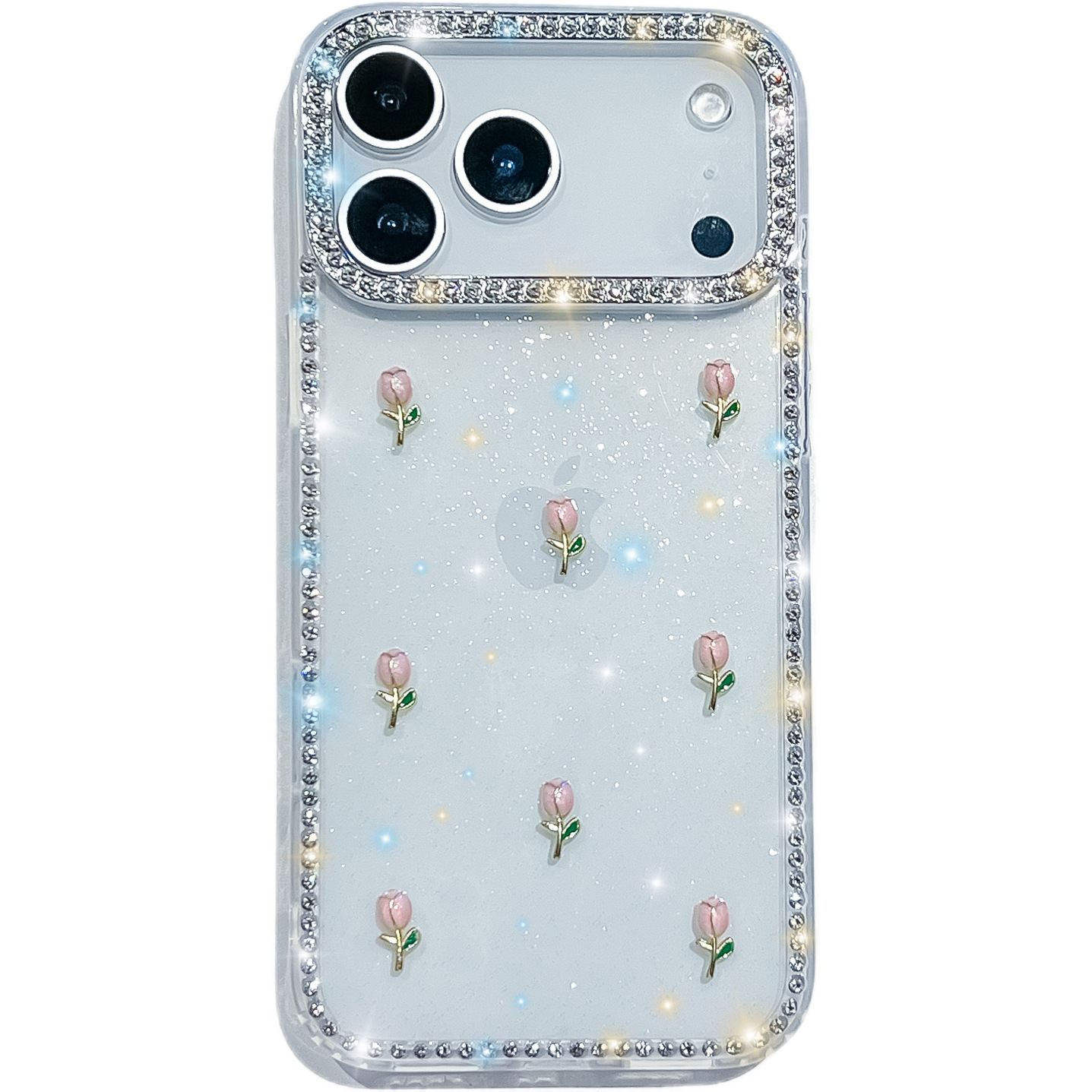 花朵闪钻新款适用苹果17promax手机壳iphone16防摔奢华闪粉保护套