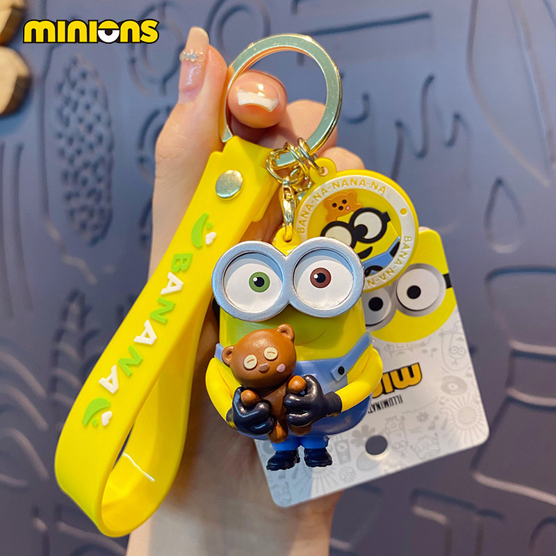 Genuine High-end Minions Keychain Female Cartoon Creative Exquisite Injection Molding Doll Key Chain Couple Schoolbag Pendant