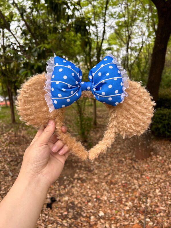 ディズニー購入 シェリーローズ ヘッドバンド 女性用 かわいい ダッフィーベア リボン ぬいぐるみ ヘッドバンド 遊園地 写真撮影 ヘアピン|undefined