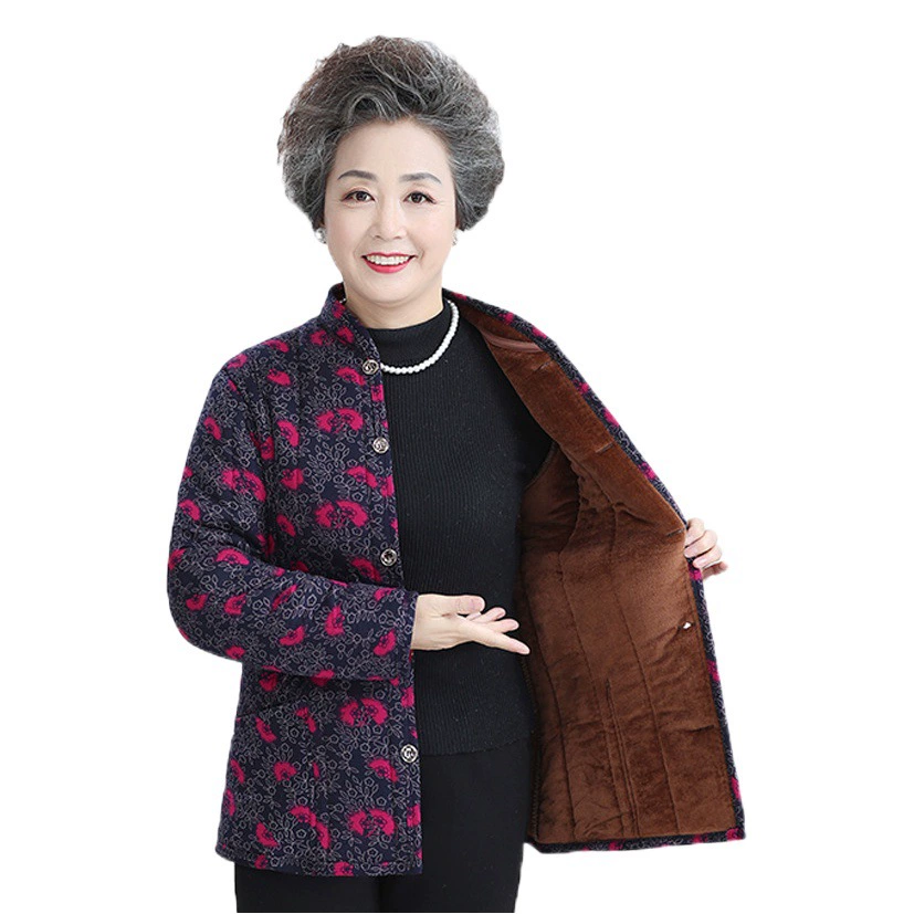 Одежда для бабушек на хлопковой подкладке, Утепленная зимняя одежда на флисовой подкладке для людей среднего и пожилого возраста, пальто на хлопковой подкладке для женщин, одежда для пожилых людей на осень-зиму, пальто для мам