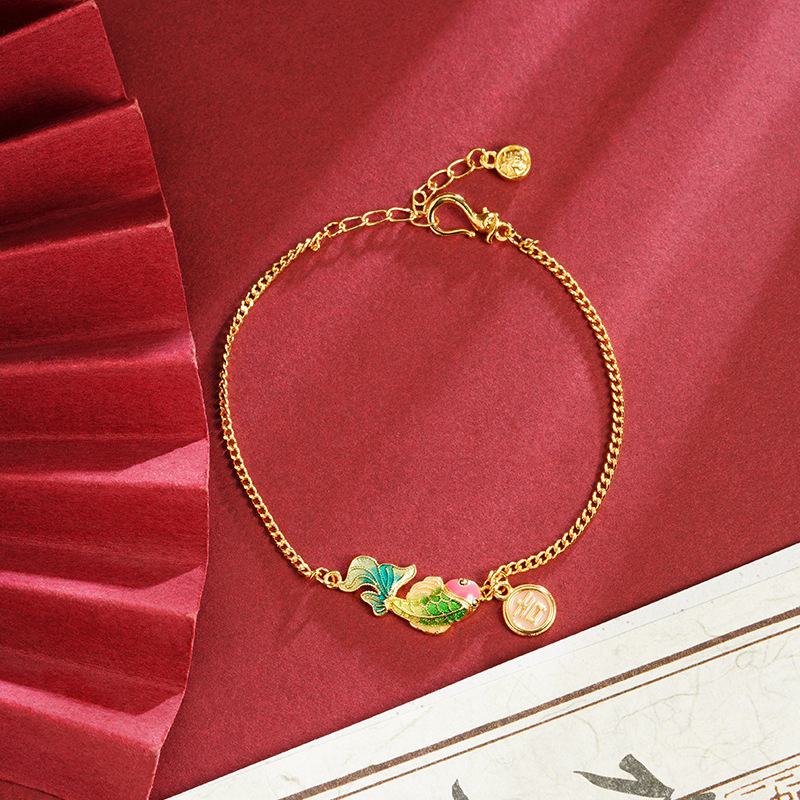 Nuevos productos de pulseras de oro de arena de Vietnam, maras redondas de maras de maras, cuerdas de carpa koi azul, joyas de alta calidad al por mayor.