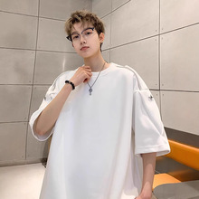 白色设计感短袖男t恤夏季潮牌宽松休闲hiphop百搭半袖上衣男装潮