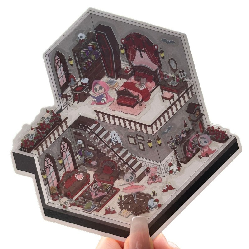 3D 立体ステッカークリエイティブシーン漫画ステッカーミニチュアシーンペット透明キャビン減圧ハンドブックステッカー|undefined