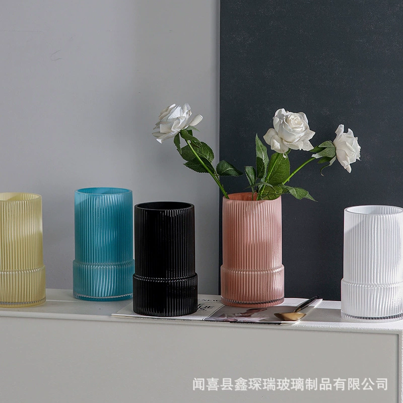 Минималистичная цветная вертикальная стеклянная ваза из легких экстравагантных цветов гостиная столешница декоративная стеклянная ваза