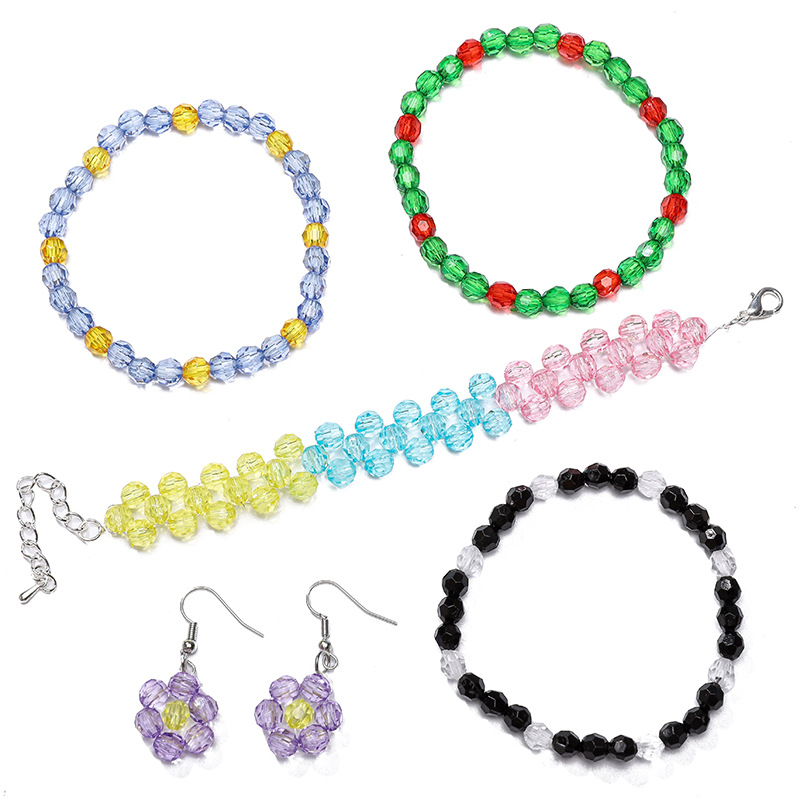 Acrílico de color mixto 32 cuentas transparentes de ángulo de corte DIY hechas a mano antiguas pinzas de pelo collar pulsera accesorios de material de cuentas image 3