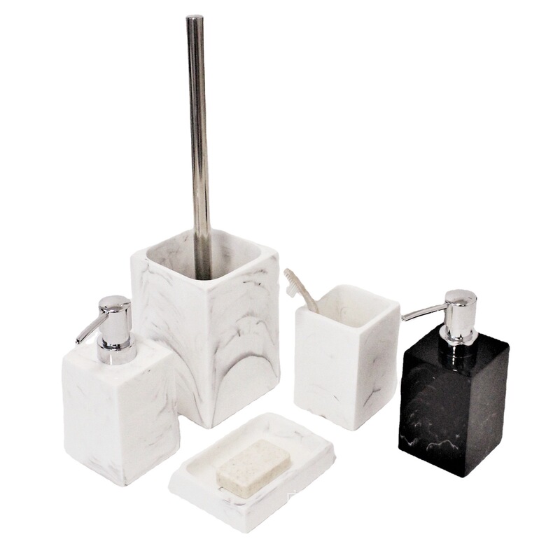 Marble Hotel Resin Bathroom Kit Supplies 7-piece Trash Can Tissue Box Hotel Room Kit