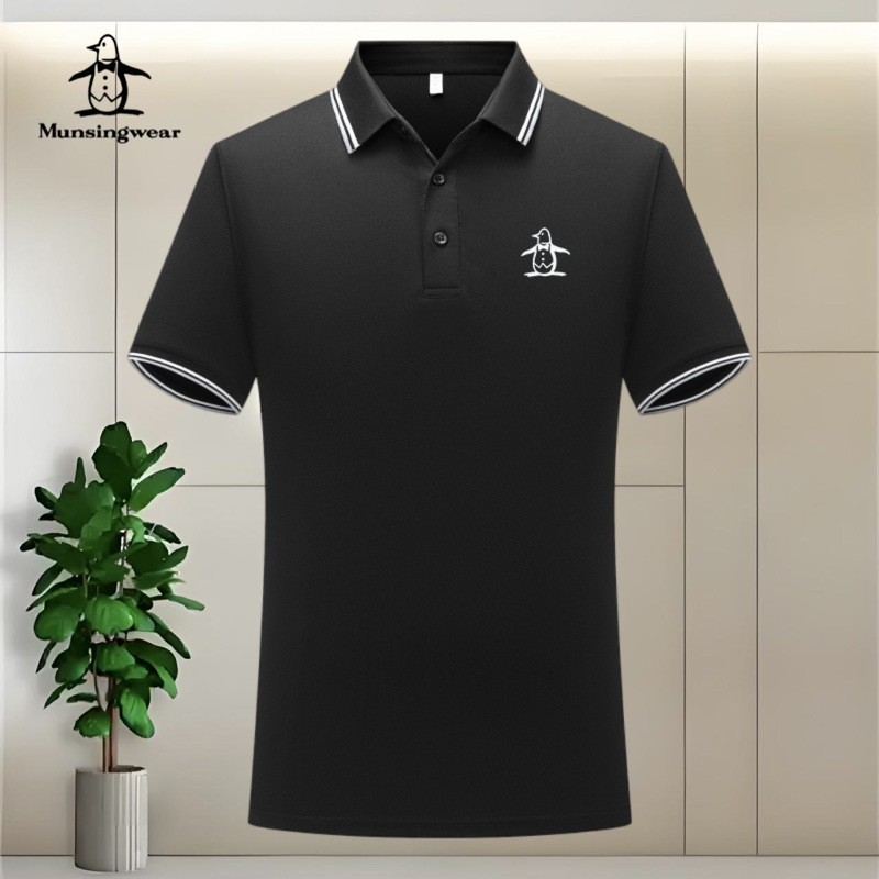Cross-Border Export Munsingwear Short-Sleeved Polo Shirt Penguin Print Business Casual Lapel Top