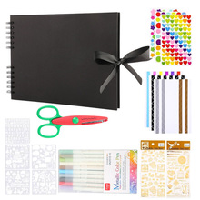 跨境热销diy家庭相册剪贴簿六件套涂鸦黑卡内页收藏纪念册批发