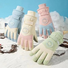 滑雪手套马卡龙女款可爱防寒防滑保暖珊瑚绒加厚冬季保暖骑行手套