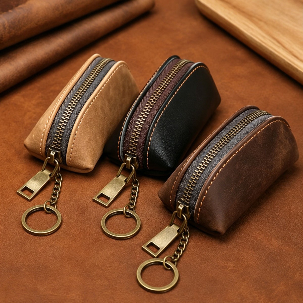 Crazy Horse Leather Key Case Japanese Style Personalized First-Layer Cowhide Car Key Storage Unisex Compact Keychain Case