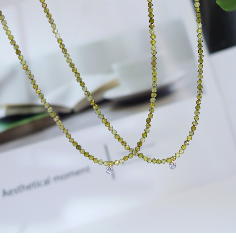 Fashion Geometric Titanium Steel Beaded Zircon Necklace