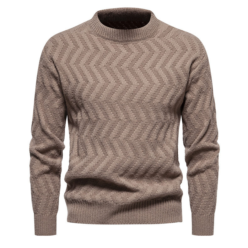 Pulover tricotat nou pentru bărbați, toamnă și iarnă, pulover la modă și călduros, pulover slim fit, pulover de bază_voghion.com