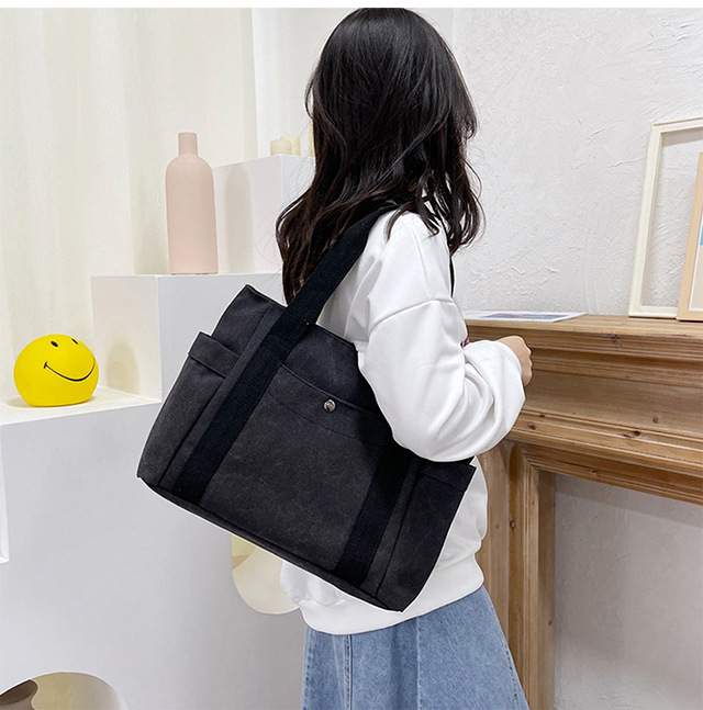Artistic and simple canvas bag, mother's bag, middle-aged work handbag, cloth bag, large-capacity shoulder bag, women's single-shoulder bag undefined
