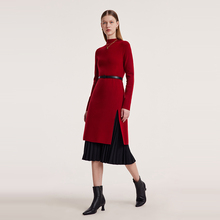 歌莉娅毛织套装女冬季新款气质通勤红色连衣裙黑色半裙1BCCAA040