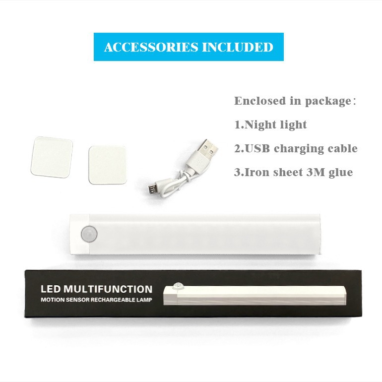 Luz de La Noche de inducción del cuerpo humano inteligente LED hogar recargable inducción automática tira de luz del gabinete