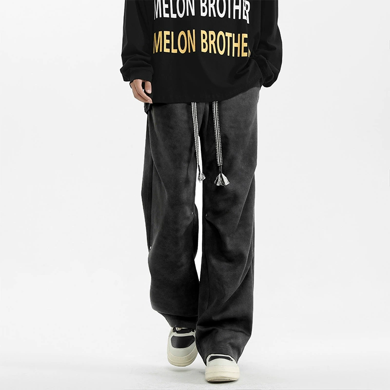 Американские высокие уличные грязные штаны с грязными брюками для мужчин летом новые свободные прямые брюки большого размера широкие брюки для мальчиков повседневные длинные брюки