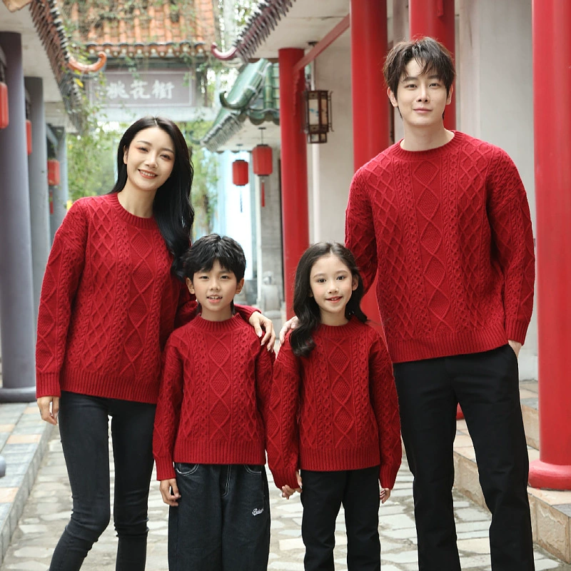 Осенние и зимние толстые платья для родителей и детей