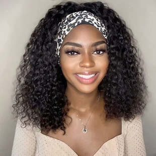 Cross-border African Small Roll Wig Women's Hair Band Set Hair Band Curly Hair Cover Full-head Shape African Curly Roll