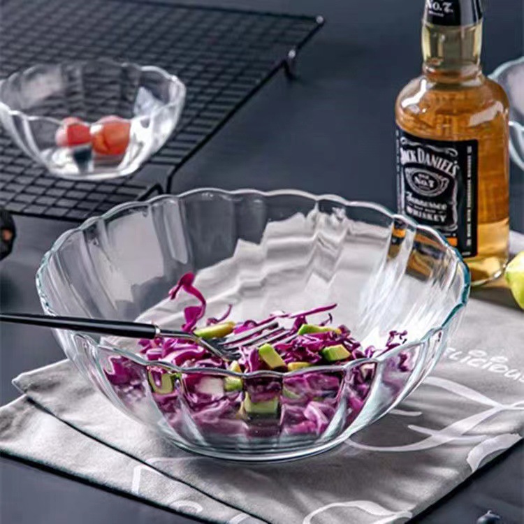 大莲花碗 玻璃碗 水果碗 糖果碗 大蔬菜沙拉碗Salad Bowl