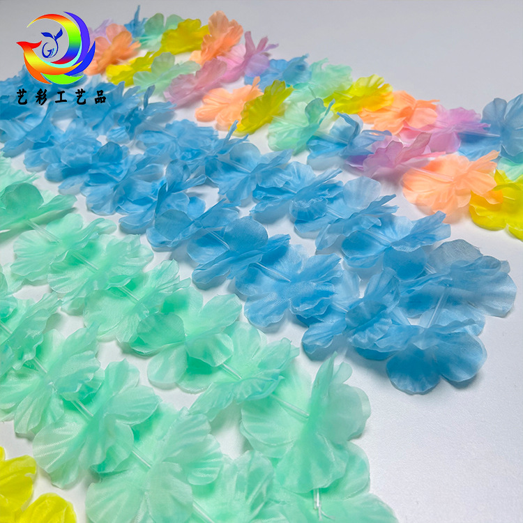 Serie de coronas de macarón 24 pares de pétalos de diámetro 6.5cm de longitud 100cm de tela de poliéster coronas de flores coloridas