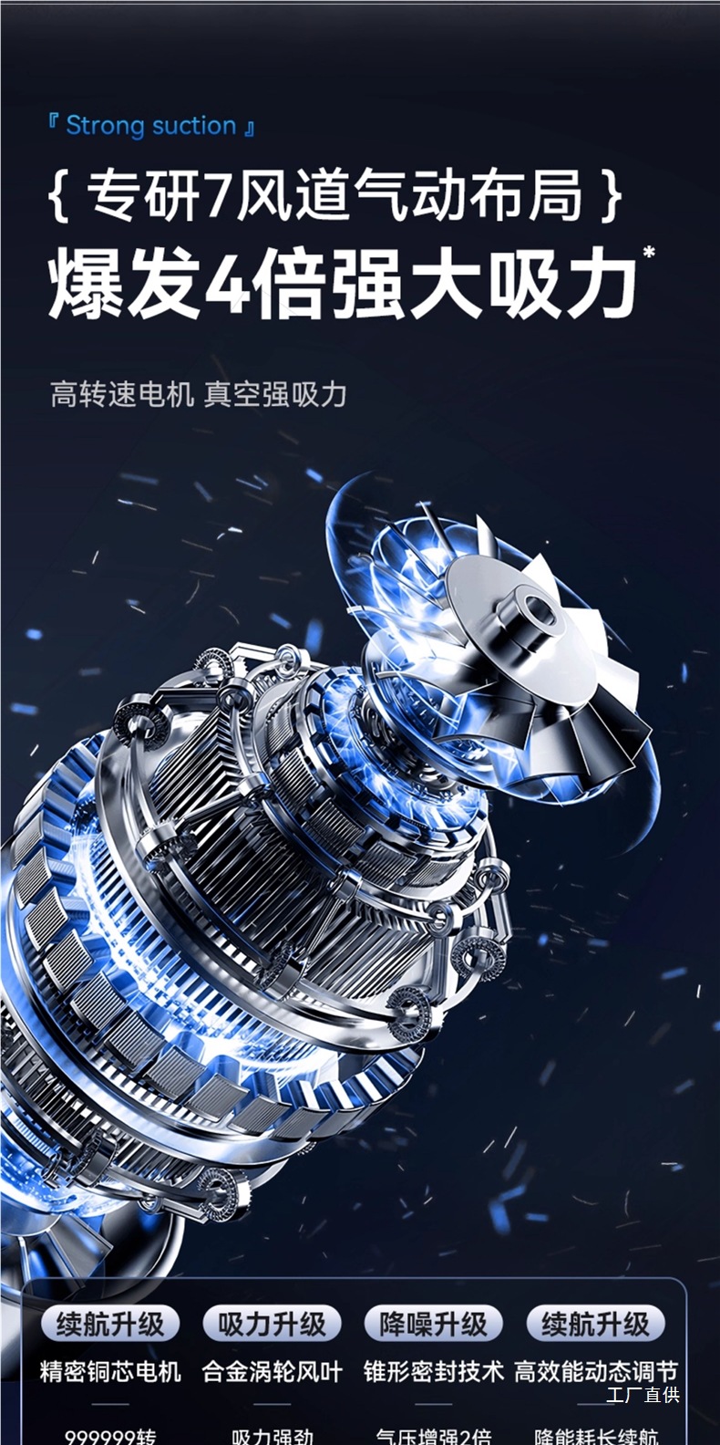 Royalstar Car Vacuum Cleaner Household Large Suction Wireless Charging Car Mini Car Powerful Handheld Small