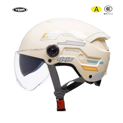 Motorcycle Safety Supplies | Vehicle Safety Helmet New Summer Model - ivory-white-long-tea