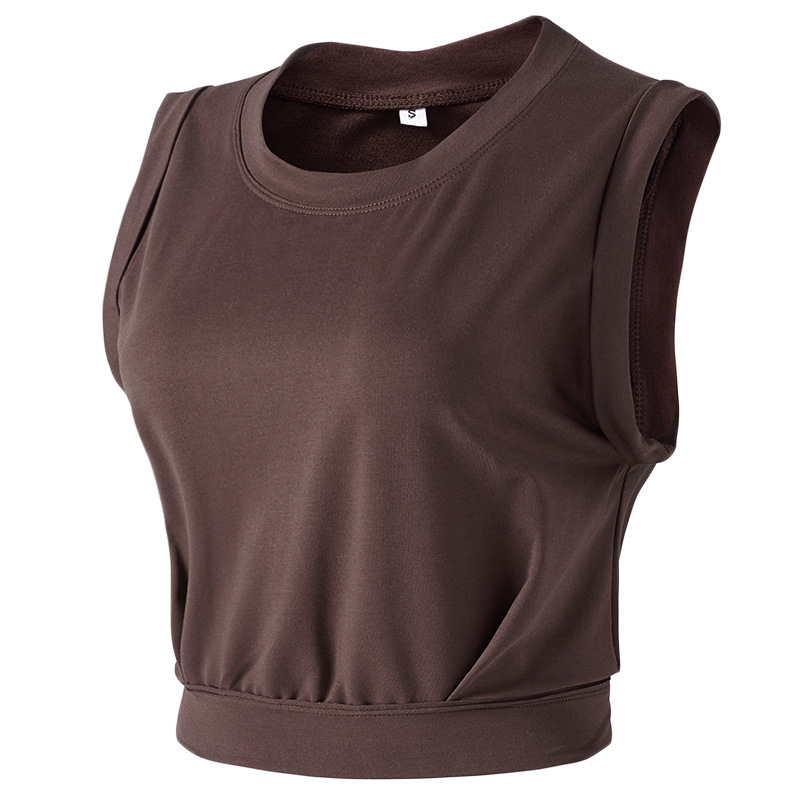 Cross-border Sleeveless Sports Top Loose Short Yoga Clothes Blouse Women's T-shirt Running Vest Thin