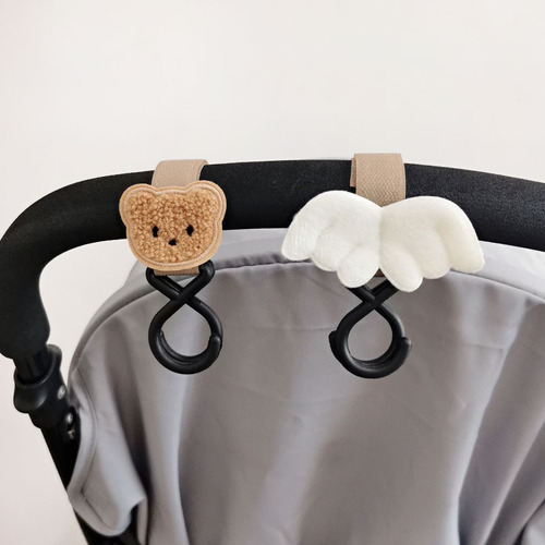 Korean style ins style bear head stroller hook umbrella stroller stroller stroller accessories baby walking artifact Velcro hook