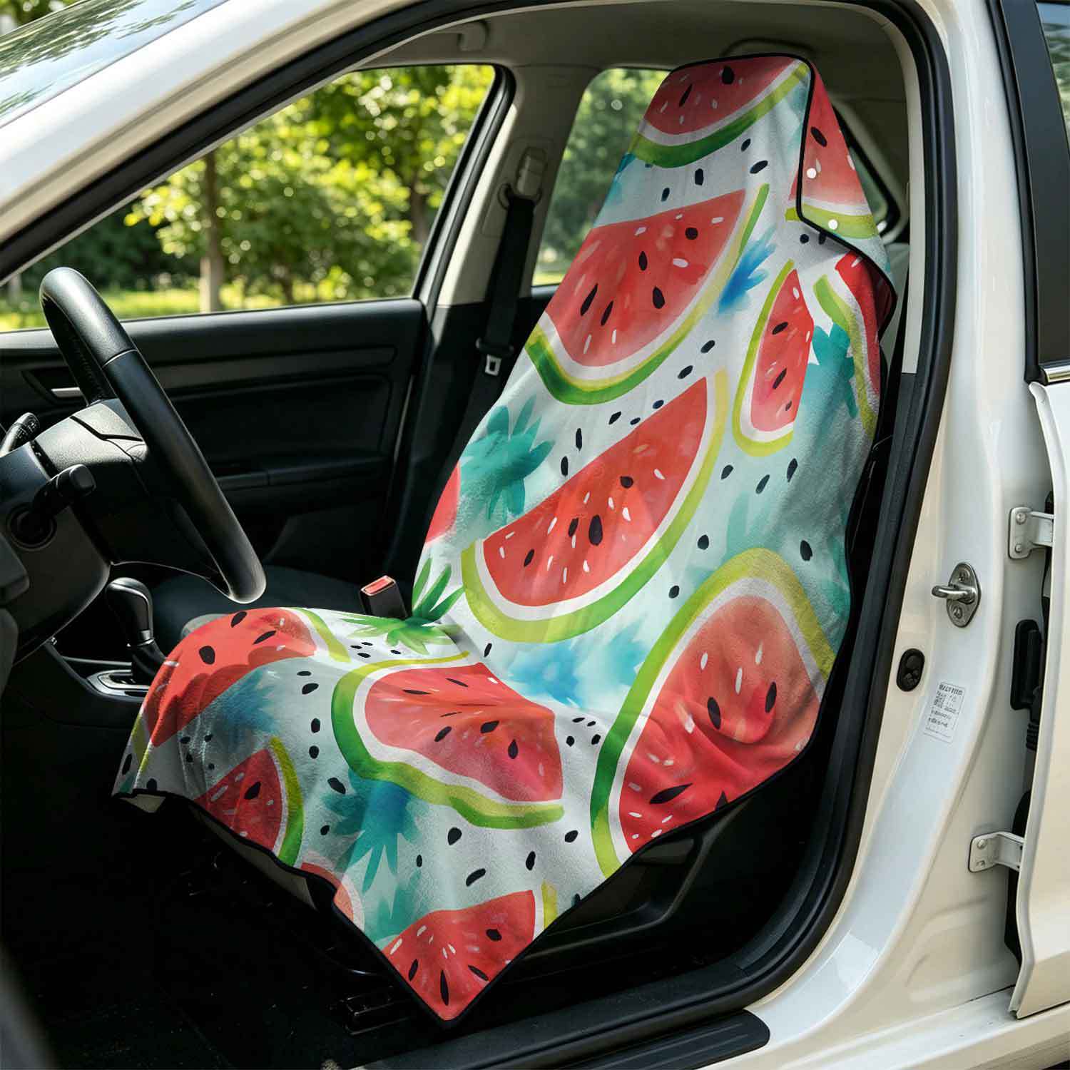Printed bath towel and car seat cover 2-in-1, ultra-fine fiber outdoor beach and car dual-use universal seat cushion