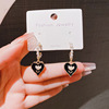 Earrings, black silver needle from pearl, simple and elegant design, Korean style, silver 925 sample, wholesale
