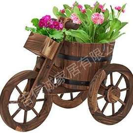安吉信诚三轮车木质花盆花园盆栽架花架养花架庭院种花种菜木架
